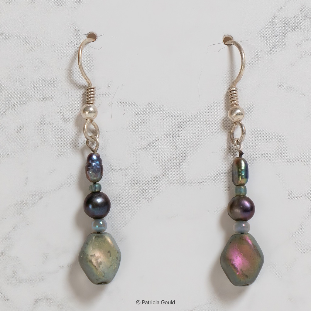 New - Ea20 - Handmade Earrings - Czech Glass, Fresh Water Pearls, One Of A Kind